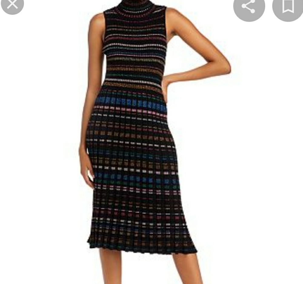 Milly Pleated Metallic Knit Dress